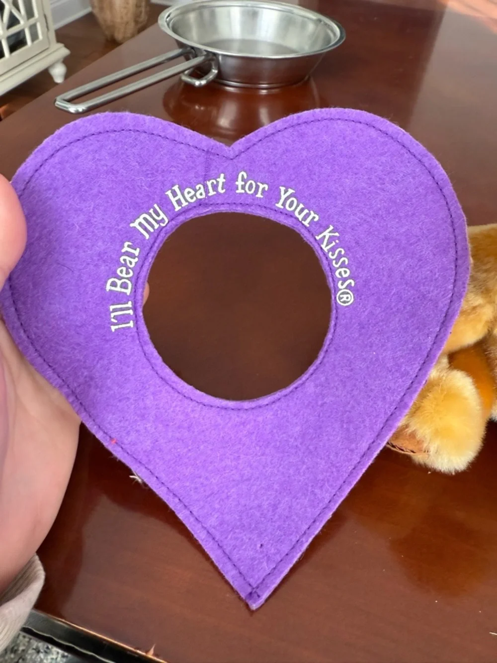 Vintage Hersheys kisses teddy bear plush Purple Heart bib removable rare